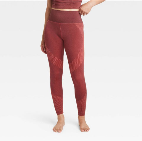 Women's High-Rise Patterned Seamless 7/8 Leggings - JoyLab™ Red XS