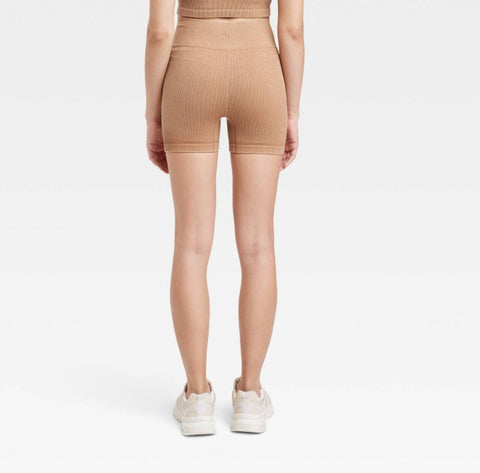 Women's Cross Waistband Bike Shorts 4" - JoyLab™ Beige XXS