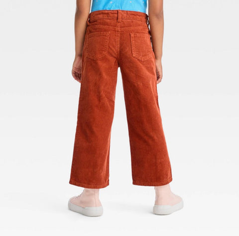 Girls' Wide Leg Corduroy Crop Pants - Cat & Jack™ Orange SIZE 10