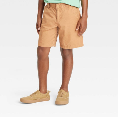 Boys' Flat Front 'At the Knee' Woven Shorts - Cat & Jack™ Dark Khaki MEDIUM