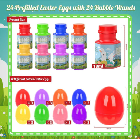 Letapapa 24 PCS Easter Eggs Filled with Bubble Wands
