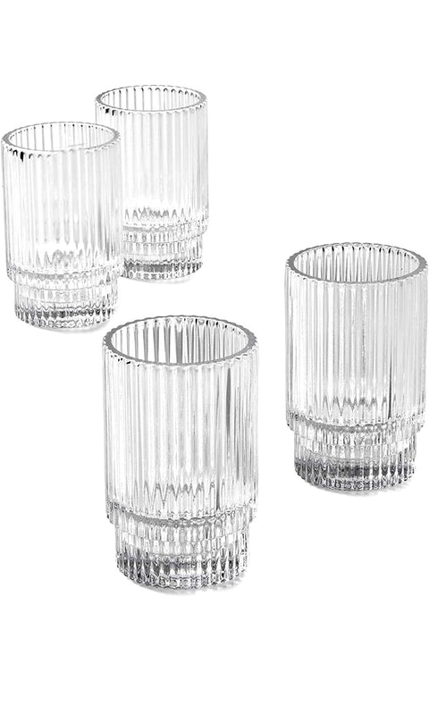 Serene Spaces Living 3.75in Clear Ribbed Glass Votive Holder, Decorative Centerpiece for Wedding, Christmas, Thanksgiving, Dining Table, Home Décor, 2.25" Diameter & 3.75" Tall, Pack of 32