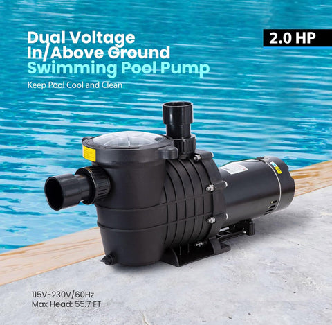 VIVOHOME Upgraded CEC Certificated 2.0 HP 6800 GPH Powerful Self-Priming Pool Pump with Strainer Basket for Pool 15,000-30,000 Gallons w/ 1.5&2.0 inch Adapter