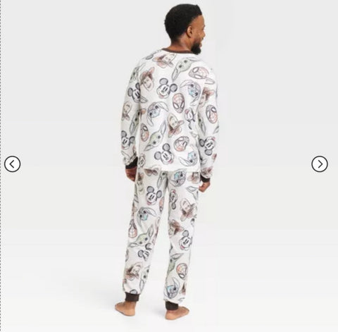 Men's Disney 100 Character Mash up 2pc Matching Family Pajama Set - White M